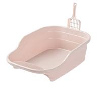 Toilet Safe Durable High Sided Cat Sand Box Container Kitten Litter Pan Portable Pet Litter Tray For Rabbits Puppy Cats Odor Control(Pink)