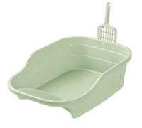 Toilet Safe Durable High Sided Cat Sand Box Container Kitten Litter Pan Portable Pet Litter Tray For Rabbits Puppy Cats Odor Control(Grün)