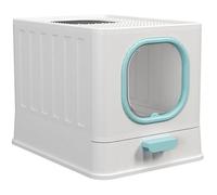Toilet Safe Durable Kitty Litter Box Fully Enclosed Anti-Splashing Plastic Cat Litter Box Drawer Kitty Litter Boxes Odor Control(Blue)