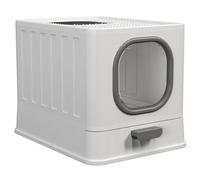 Toilet Safe Durable Kitty Litter Box Fully Enclosed Anti-Splashing Plastic Cat Litter Box Drawer Kitty Litter Boxes Odor Control(Grey)