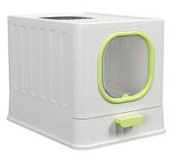 Toilet Safe Durable Kitty Litter Box Fully Enclosed Anti-Splashing Plastic Cat Litter Box Drawer Kitty Litter Boxes Odor Control(Grün)