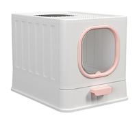 Toilet Safe Durable Kitty Litter Box Fully Enclosed Anti-Splashing Plastic Cat Litter Box Drawer Kitty Litter Boxes Odor Control(Pink)