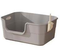 Toilet Safe Durable Large Cat Litter Box Open Kitty Pan With Scoop Foldable Toilet With High Sides Odor Control(Grey)