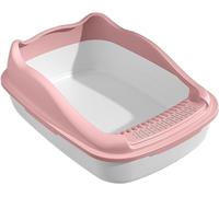 Toilet Safe Durable Large Pan Splashproof Bedpan Litter Pets Tray For Bunny Small Medium Cats Hamsters Rabbit Odor Control(Pink)
