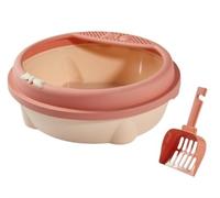 Toilet Safe Durable Semi Enclosed Cat Litter Box Open Top Bedpan Cage Accessories Kitty Tray Pet Pan Odor Control(Pink,40.5x37x16 cm)
