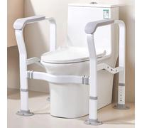 Toilet Safety Rails for Elderly and Disabled, Bathroom Handrails with Armrests, Fall Prevention Support Railing for Home Use, Secure Bathroom Seat Railing Combo