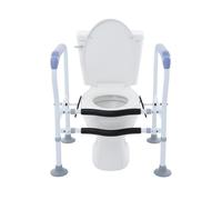 Toilet Safety Rails for Elderly, Pregnant Women, Height-Adjustable Toilet Frame Width-Adjustable Toilet Handles, Carbon Steel Stand Alone Toilet Safety Frame with Anti-Slip Armrests & Threaded Feet