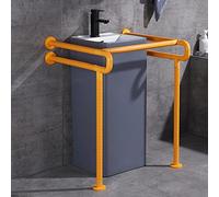 Toilet Safety Rails Stand Alone, Bathroom Handrails for Seniors Elderly Disabled, Stainless Steel Handicap Grab Bars for Home Hospital Restaurant & Public Room,Yellow