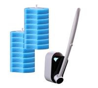 Toilet Scrubber with Refills, Sponge Toilet Brush, Limescale Remover, Brush Rod with 16 Toilet Cleaner Refill Pads for Bathroom, Limescale Deposits, Grout, Bathtub