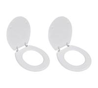 Toilet Seat 2pcs White MDF 45x36x5cm Universal Adjustable Chrome-Zinc Hinges Set