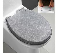 Toilet seat 360°Adjustable Hinges, Top-Fix and Bottom-Fix Fittings, Easy to Install and Clean, Resin Toilet Seat, Oval,d