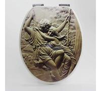 Toilet Seat Art Toilet Lid with Ultra Resistant Top Fixed Thickened O/V/U Shape Universal Solid Wood Toilet Seat Cover Bathroom Lid for Family Use,D-42~47cm*37cm