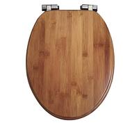 Toilet Seat Bamboo Solid Wood Toilet Lid with Slow Down Mute Toilet Seat Cover Thickened Top Mounted Bathroom Lid for V/O/U Shape Toilet,OneColor-40~48cm*33~38cm