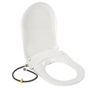 Toilet Seat, Bidet Elongated with Adjustable Spray Pressure, Adjustable Water & Dual Nozzle System, Bidet Toilet Seat Sprayer Attachment Elongated White, for Hole spacing ranging from 4.5 to 6.4 inc