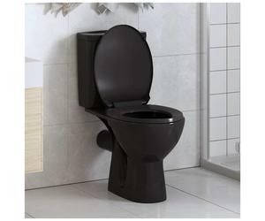 Toilet Seat Black 42.5x34cm Polypropylene Soft-Close Quick-Release Durable Comfy