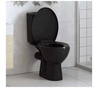 Toilet Seat Black Polypropylene 45.5x37.5cm Soft-Close Quick-Release Durable WC