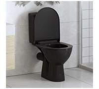 Toilet Seat Black Polypropylene 46x36.5cm Soft-Close Quick-Release Durable Hotel