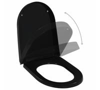 Toilet Seat Black Polypropylene 46x36.5cm Soft-Close Quick-Release Universal Fit