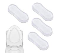 Toilet Seat Bumpers - Transparent Silicone 4-Piece | Silent Shockproof Rubber Pads | Self Adhesive Anti Collision Furniture Protectors | Sound Absorbing Lid Gasket Kit for Home Hotel and Apartment