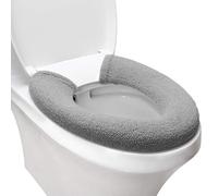 Toilet Seat Cover,Bathroom Soft Thicker Warmer with Snaps Fixed Stretchable Washable Fiber Cloth Toilet Seat Covers Pads Easy Installation& Cleaning (grey)
