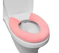 Toilet Seat Cover,Bathroom Soft Thicker Warmer with Snaps Fixed Stretchable Washable Fiber Cloth Toilet Seat Covers Pads Easy Installation& Cleaning (pink)