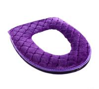 Toilet Seat Cover for UK Standard Round and Elongated Toilets, Plush Warm Washable Padded Protective, 37.5 x 43.5 cm, for (Purple)