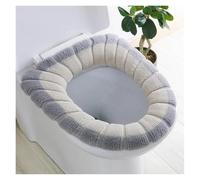 Toilet Seat Cover Keep Warm Closestool Mat Double Color Bathroom Accessories Knitting O-Shape Home Decor Toilet Seat Cover(Gray Beige)