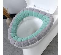 Toilet Seat Cover Pads Soft Warmer Bathroom Toilet Cushion Washable Toilet Lid Cover Cushion Fits All Oval Toilet Seats (Green)