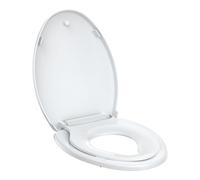 Toilet Seat Cover, White Elongated Toddler Toilet Seat with Quick-Release Design, Child-Friendly and Adult-Friendly, Sturdy Hinges, Fits 19-Inch Toilets, Ideal for Family Use