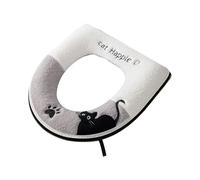 Toilet Seat Cover with Cartoon Cats Pattern Thicken Cushion Bathroom Essential Friendly for Kids Winter