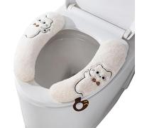 Toilet Seat Covers - 1 Pair Plush Cushion, Washable Adhesive | Soft Warm Toilet Seat Warmer Pad For Kids Elderly Adults Comfort Winter Cold Weather Home Apartment RV