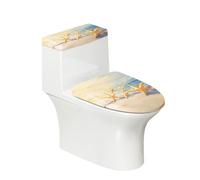 Toilet Seat Covers Beach Yellow Starfish Toilet Lid Cover Tank Dust Protector Cover Set Soft Stretch Universal Washable with Elastic Bottom for Bathroom Decor (2 Pieces)