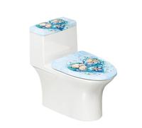 Toilet Seat Covers Blue Heart Shell Toilet Lid Cover Tank Dust Protector Cover Set Soft Stretch Universal Washable with Elastic Bottom for Bathroom Decor (2 Pieces)