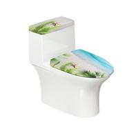 Toilet Seat Covers Blue Yellow Starfish Toilet Lid Cover Tank Dust Protector Cover Set Soft Stretch Universal Washable with Elastic Bottom for Bathroom Decor (4 Pieces)