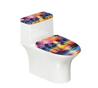 Toilet Seat Covers Blue Yellow Trees Toilet Lid Cover Tank Dust Protector Cover Set Soft Stretch Universal Washable with Elastic Bottom for Bathroom Decor (4 Pieces)