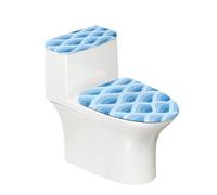 Toilet Seat Covers Geometric Blue Toilet Lid Cover Tank Dust Protector Cover Set Soft Stretch Universal Washable with Elastic Bottom for Bathroom Decor (2 Pieces)