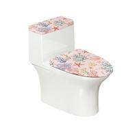 Toilet Seat Covers Orange Coral Green Toilet Lid Cover Tank Dust Protector Cover Set Soft Stretch Universal Washable with Elastic Bottom for Bathroom Decor (2 Pieces)