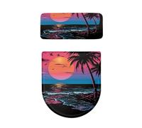 Toilet Seat Covers Pink Orange Sun Toilet Lid Cover Tank Dust Protector Cover Set Soft Stretch Universal Washable with Elastic Bottom for Bathroom Decor (2 Pieces)