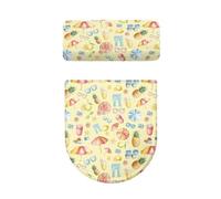 Toilet Seat Covers Pink Yellow Fruits Toilet Lid Cover Tank Dust Protector Cover Set Soft Stretch Universal Washable with Elastic Bottom for Bathroom Decor (2 Pieces)