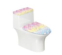 Toilet Seat Covers Shell Pink Blue Toilet Lid Cover Tank Dust Protector Cover Set Soft Stretch Universal Washable with Elastic Bottom for Bathroom Decor (4 Pieces)