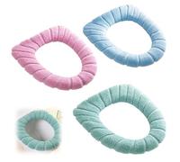 Toilet Seat Covers, Soft and Washable Cushion, Disposable for Daily Use, Three Scandinavian Colours in One Set, Nordic Blue Pink Green Toilet Seat Covers