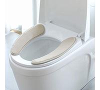 Toilet Seat Covers Toilet Seat Cover Mat Non Slip Soft Washable Bathroom Warmer with Self-Adhesive Tape Washable Disposable Stickers Large Colour, Light Gray, Khaki