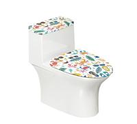 Toilet Seat Covers Yellow Green Animals Toilet Lid Cover Tank Dust Protector Cover Set Soft Stretch Universal Washable with Elastic Bottom for Bathroom Decor (2 Pieces)