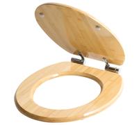 Beliani Toilet Seat CUAREIM Soft Close Bamboo Wood Light Brown, Brown
