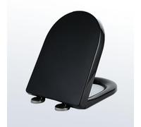 Toilet seat d Shape D-Shape Soft-Close Loo Seat with Easy Top-Fix, Quick-Release for Cleaning, Durable Polypropylene, Black(Black)