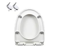 Toilet seat d Shape D-Shape White Plastic Lid with Adjustable Hinges, Durable Easy-Clean, 9015(9015)