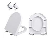 Toilet seat d Shape D-Shaped White Non-Slip Bumpers, Quiet-Close Quick-Release, G(G)