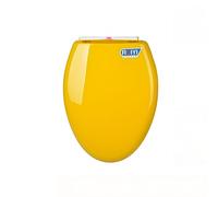 Toilet seat d Shape Purple Elongated Thickened Lid, Slow-Close Bathroom Design, Easy Install(Yellow)
