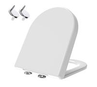 Toilet Seat, D Shape Soft Close Durable Removable Easy Cleaning Urea Formaldehyde White, Fits Standard Sizes