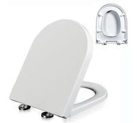 Toilet Seat D/U-Shaped Soft Close, 02C, 45x36.4cm, Quiet and Slow Close Toilet Lid and Seat, Non-Slip Adjustable Hinges, One-Click Quick Release, Easy to Install and Clean, White PP